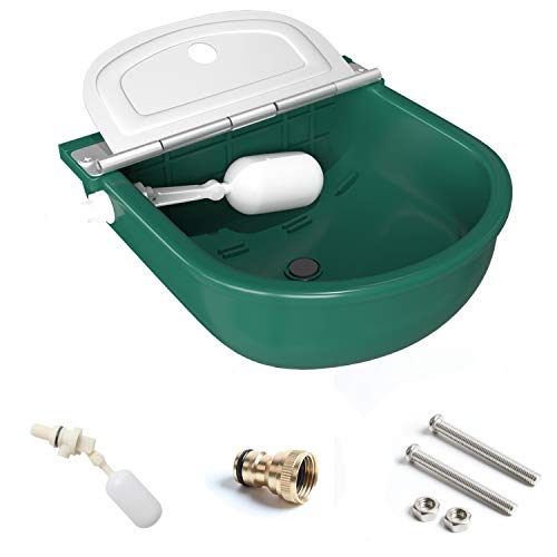 YINGJEE Automatic Waterer Bowl, Large Horse Waterer with Float Valve and Drain Plug, Farm Stock