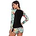 Hotkey Womens Long Sleeve Sun Protection Rash Guard Wetsuit Print Quick-Drying Swimsuits Sport Two Piece Surfing Swimwear Greenthumb 3