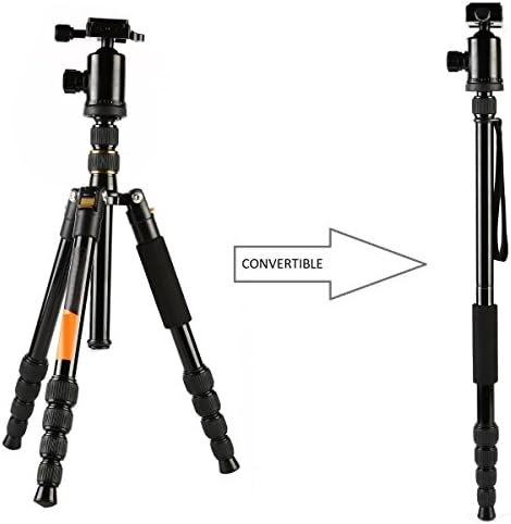 60-Inch Multi-Angle Tripod and Monopod - 360° Ball Head - Reversible Tripod Legs - Quick Release Plate - 5-Section Adjustable Legs (60" 152cm)