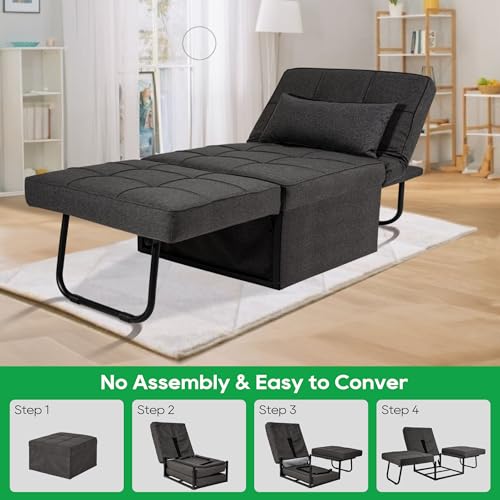 PORWEY Sleeper Chair Sofa Bed, 4in1 Convertible Futon Chair Multi