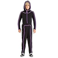 Hsctek Led Light up Stick Figure Costume for Kids, Halloween Stick Man Costume for Boys Girls(Purple,5-6Y)
