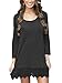 MiYang Women's Long Sleeve A-line Lace Stitching Trim Casual Dress M Black