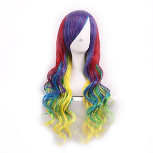 S-SSOY 27" Long Big Wavy Rainbow Lolita Curly Wigs Halloween Cosplay Party Wig