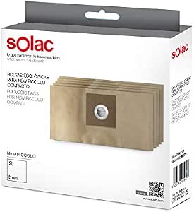 Solac AD2729 - Paquete de 5 bolsas ecológicas para aspirador AB2723 New  Piccolo compacto, 2 L : Amazon.es: Hogar y cocina