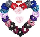 Hi-Q Hair | 24 Scrunchies for Hair | Premium Velvet Elastic Hair Bands | Scrunchy Hair Ties Ropes | Scrunchie for Women and Girls Hair Accessories - (24 Pack) Many Colors Pack