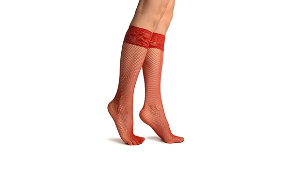 red fishnet socks