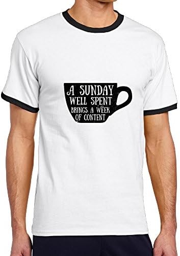 Xianliuli Happy Sunday Men's Fashion Casual Contrast Color T-shirt S Black