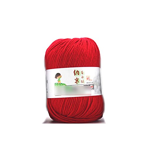MMRM Natural Silk Wool Yarn Soft Skein Fibroin Velvet Fiber Yarn Needlecraft - Red