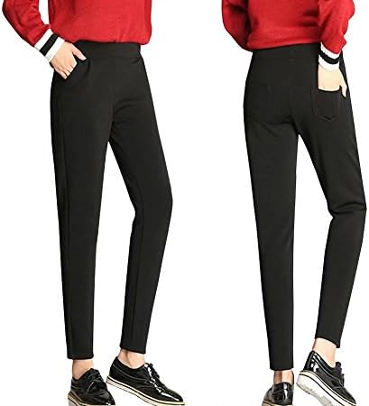 Wxian Women's High Waist Elastic Slim Fit Casual Pants Trousers With Velvet