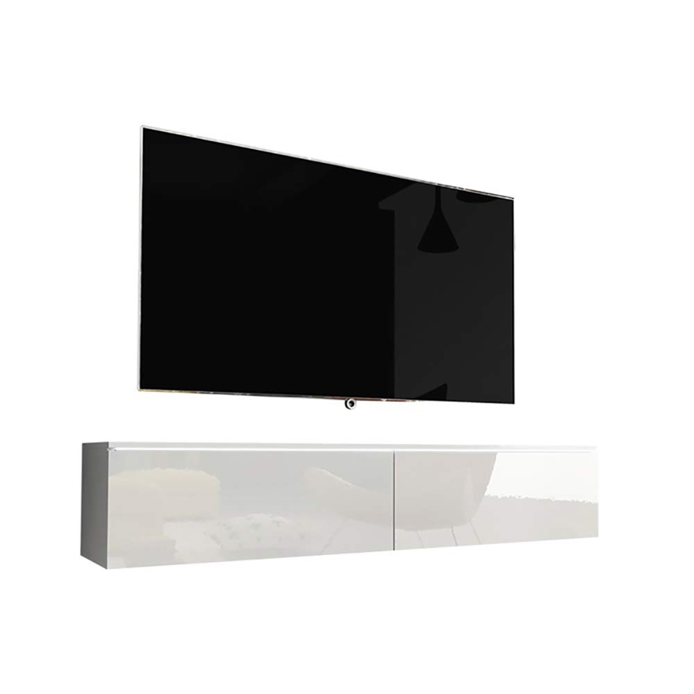 Selsey-Kane-Mueble-TV-FlotanteMesa-TVMueble-para-SalonMueble-TV-Suspendido-140-cm-con-LED-Blanco-MatteBlanco