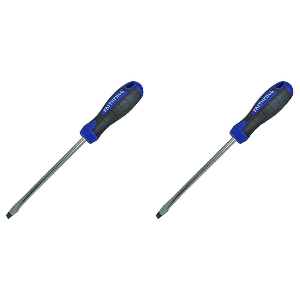 Faithfull SDF200 Slotted Flared Soft Grip Screwdriver 200 x 10 mm (Pack of 2)