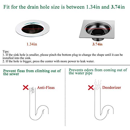 MOLICUI Drain Stopper,Trap Hair Catcher Bathtub 2-in-1 Silicone Drain Tub Stopper, Strainers for Floor, Kitchen, Laundry, and Bathroom 5 Pack