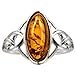 Baltic Light Honey Amber Sterling Silver Celtic Ring Cabochon Size 6x12mm (Size 8)