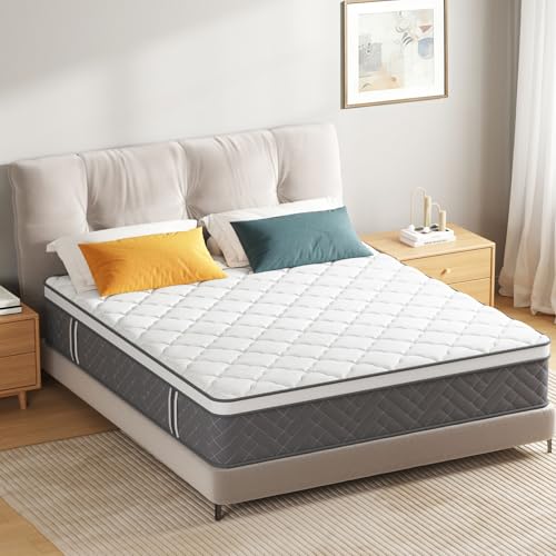 Zelmaron Matelas 140x200 cm, Épaisseur 25cm, Hybride Matelas, Matelas à Ressorts Ensachés et à Mémoire de Forme, H3 Moyenne Ferme, 7 Zones de Confort, Respirant, Soutien Parfait