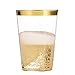Munfix 100 Gold Plastic Cups 8 Oz Clear Plastic Cups Tumblers Gold Rimmed Cups Fancy Disposable Wedding Cups Elegant Party Cups with Gold Rim