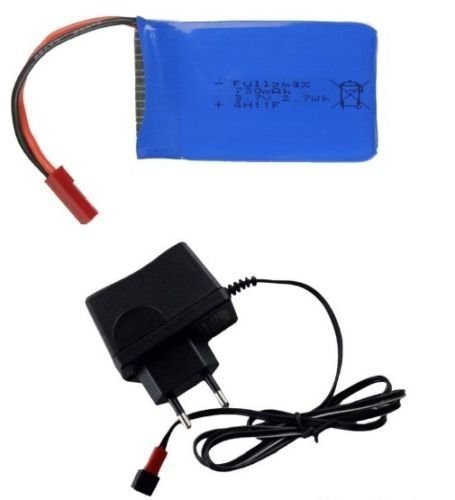 YUNIQUE GREEN-CLEAN-POWER - 3.7V 730mAh Battery and Charger for Wltoys V686G | High Capacity for Optimized Flight Times | Compatible with Modeling, RC Helicopter, Blue | 53x27x8 mm - 22 gr