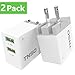 TNSO USB Wall Charger, 4.8A 24W Dual USB Port Qiuck Charger 2-Pack, Foldable Plug AC Adapter Compatible iPhone X /8/7 /7 Plus/ 6S/ 6 Plus, iPad Pro Air/Mini and More