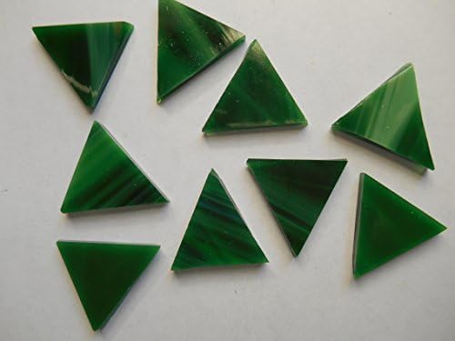 FortySevenGems 50 Pieces Green Stained Glass Mosaic Triangle Tiles 1 Inch