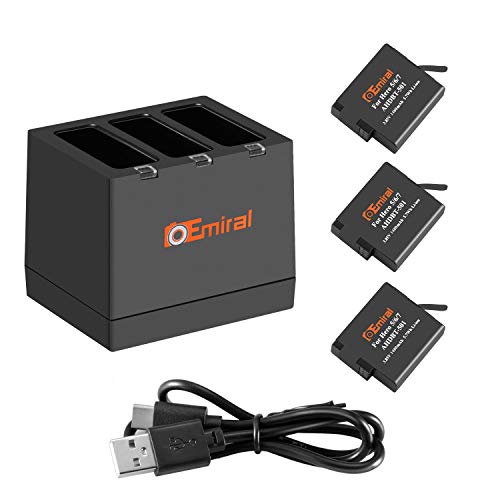 Emiral GoPro Hero 5/6/7/2018 Replacement Batteries (3 Pack) and 3-Channel LED USB Charger for GoPro Hero 5 Black, AHDBT-501, Hero(2018),Hero 6,Hero 7 Black