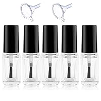 Luxtrip 5 Pack 5ml Glass Nail Polish Bottles Empty Nail Polish Clear Bottles Empty nail polish bottle with Brush cap Used for nail art DIY