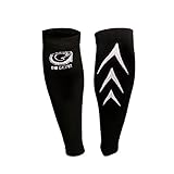 Calf Compression Sleeve By Go Gear Sports - Fits Women's and Men - Running, Cycling, Basketball, CrossFit, Baseball, Soccer, Volleyball, Traveling - Shin Splint Support Brace - True Graduated Compression, Black and White, Medium