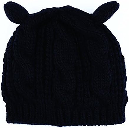 Gitvienarレディース冬暖かい冬かわいい猫耳帽子ニットキャップビーニー帽子レディースガールズ Judcouncil