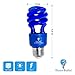4 Pack BlueX CFL Light Bulbs 13W - 50-Watt Equivalent - E26 Spiral Replacement Light Bulbs - Bulb Decorative Illumination - for Indoor or Outdoor Bug Bulb Colored Bulbs (Blue)