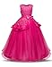 NNJXD Girl Sleeveless Embroidery Princess Pageant Dresses Kids Prom Ball Gown Size (150) 9-10 Years Rose