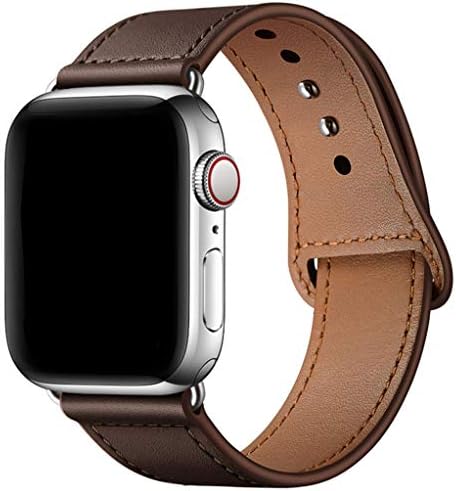YALOCEA Compatible with Apple Watch Band 42mm 44mm, Genuine Leather Band Replacement Strap Compatible with iWatch Series 5 4 3 2 1 44mm 42mm, Chocolate Brown