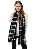 Dimore Fashion Women Scarf Shawl Wraps Pashminas (Black and White)