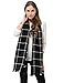 Dimore Fashion Women Scarf Shawl Wraps Pashminas (Black and White)