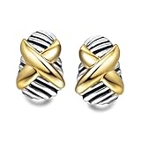 UNY Earring Cross Designer Inspired David Jewelry Antique Brand French Clip Twisted Cable Wire Gift