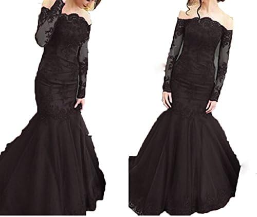 Sound of blossoming Off Shoulder Mermaid Prom Dresses 2018 Lace Illusion Long Sleeves Evening Formal Ball Gown SOB244
