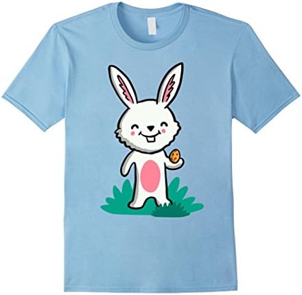 Men's Easter Day T-shirt Cute Bunny Carry Colorful Eggs On Hand XL Baby Blue