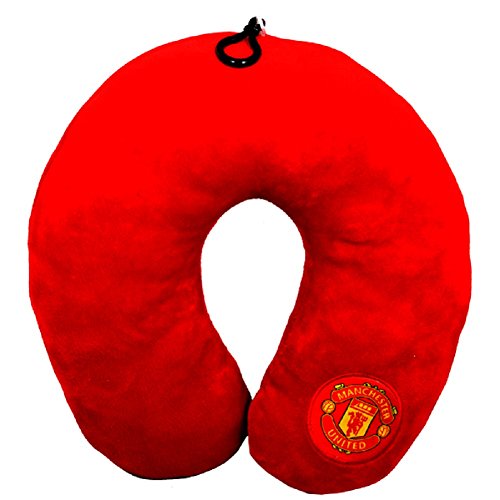 Manchester United FC Travel Pillow - Neck Cushion - Official Manchester United FC Product - Great for Any Man Utd Fan - Soft and Comfortable - Features Team Color and Crest - MUFC Soccer