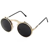 Sunny&Love Small Retro Steampunk Circle Flip Up Glasses/Sunglasses