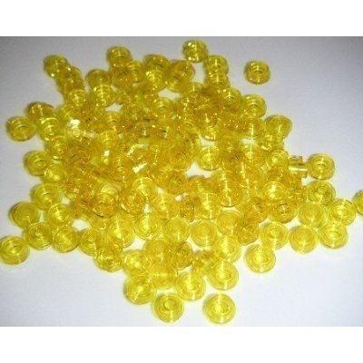 Lego Building Accessories 1 x 1 Transparent Yellow Round Brick Plate, Bulk - 100 Pieces per Package