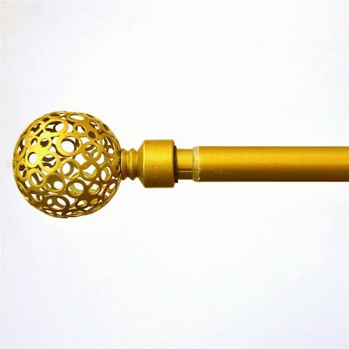 Royal Trading 84"-120" Decorative Window Curtain Rod Set: Gold Globe/ORB FINIALS