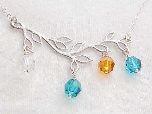 Personalized Grandmother Necklace / Silver Family Birthstone Necklace / Family Tree Pendant Necklace / Gift for Mom / Children Birthstone Jewelry, Holiday Present for Mother