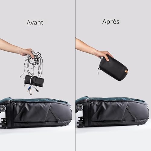 PGYTECH Tech Organizer Bag, Sac de Rangement pour Appareils électroniques de Voyage pour Câble, Chargeur, Banque d'alimentation, Carte SD et Autres Accessoires électroniques, Noir