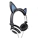 Cat Ear Headphones, KOMRT Blinking Kids Headphones Fashion Glowing Cosplay Headset, Foldable Over-Ear Gaming Headsets with LED Light for Girls, Children, Compatible for iPhone 6S,Android Phone,PC