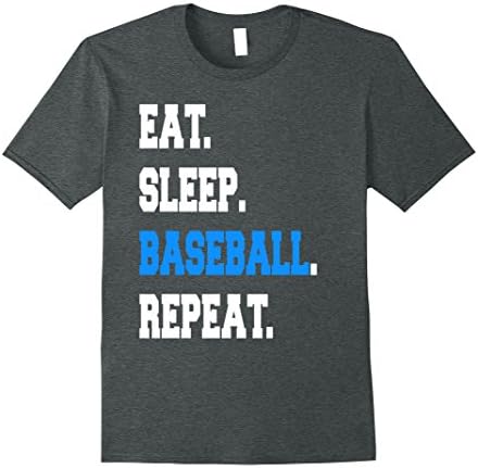 Mens Cool Eat Sleep Baseball Repeat Funny Humor Sayings T-shirt Large Dark Heather