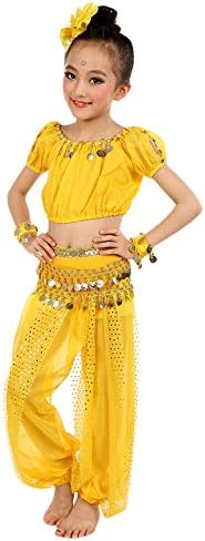 子供 ベリーダンス 衣装 2点セット 半袖トップス ロングスカート インドダンス 民族衣装ジャスミン アラジン アラビアン 子供服 舞台 コスプレ衣装インドダンス ダンス衣装 子供用 仮装 練習着 学園際 アラジン衣装 アラビアン仮装 プリンセス 舗 アニメ