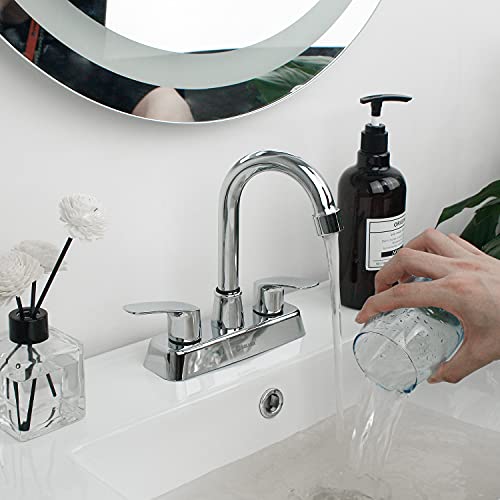 SOLVEX Mezcladora para Lavabo de Baño, Grifo para de Baño, Llaves para Lavabo Baño, 2 Manijas para Grifo de Lavabo, Llave Mezcladora para Baño, Cuerpo de Latón, Cromado, SP-40067