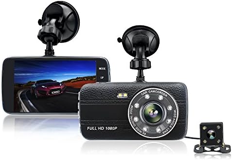 VOKUA Car Dash Cam 4" LCD Full HD 1080p 170 Degree Wide Angle Dual Channel Dashboard Camera Recorder with Sony Video Sensor, Super Infrared Night Vision, G-Sensor, WDR, Loop Recording