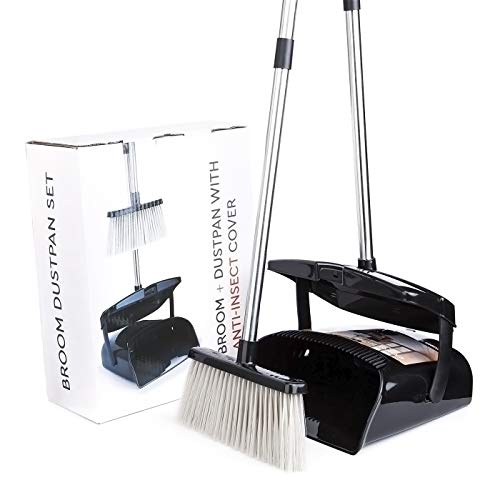 image for OLLSDIRE Broom and Dustpan Set with Lid Outdoor Or Indoor Dust Pan 3 F