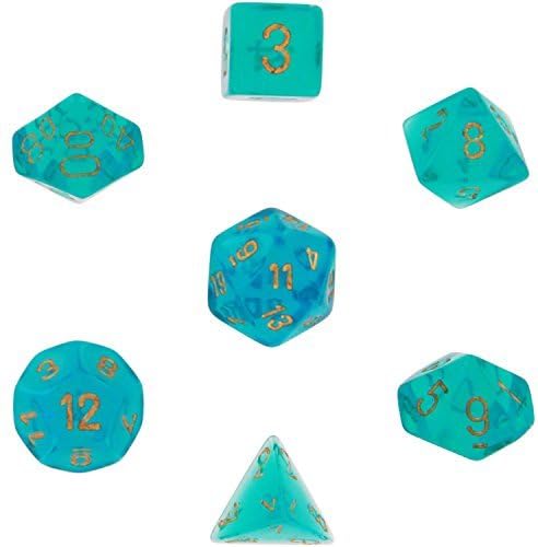 Polyhedral 7-Die Borealis Dice Set - Teal with Gold [Toy] by Polyhedral