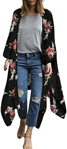 Women Chiffon Coat Loose Shawl Print Kimono Cardigan Top Cover Up Blouse Beachwear