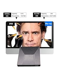 MthsTec - Unidad de DVD externa (USB 3.0, Blu-Ray y Blu-Ray, grabadora de DVD 3D, delgada, óptica, bluray, CD, DVD, compatible con Windows XP 7 8 10, MacOS, Linux, para MacBook, portátil, escritorio)