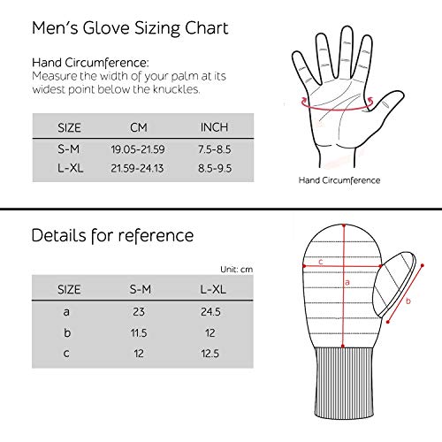 Andake Down Mittens Gloves for Men Water-resistance Warm Winter Snow Gloves for Walking Jogging Work Outdoor Activities (L/XL, BLACK)